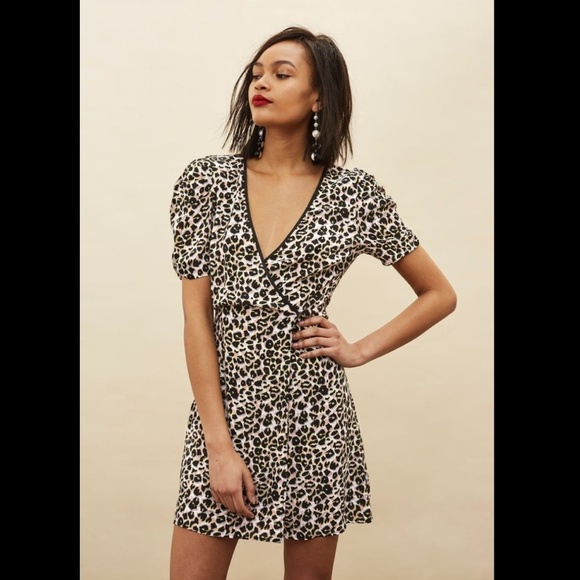 leopard wrap mini dress